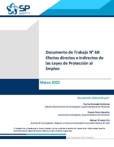 Documento de Trabajo N° 68: Efectos directos e indirectos de las Leyes de Protección al Empleo