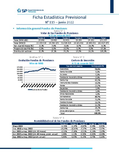 Ficha Estadística Previsional N° 115, junio 2022