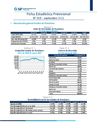 Ficha Estadística Previsional N° 118, septiembre 2022