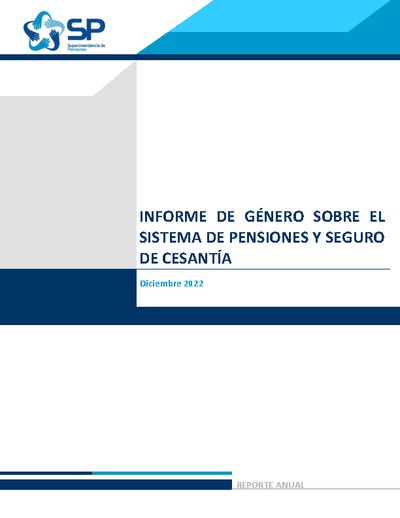 Informe de Género sobre el Sistema de Pensiones y Seguro de Cesantía 2022