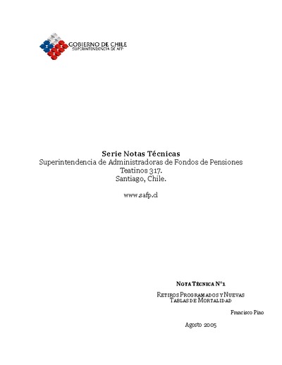 Nota Técnica Nº 1: Retiros Programados y Nuevas Tablas de Mortalidad