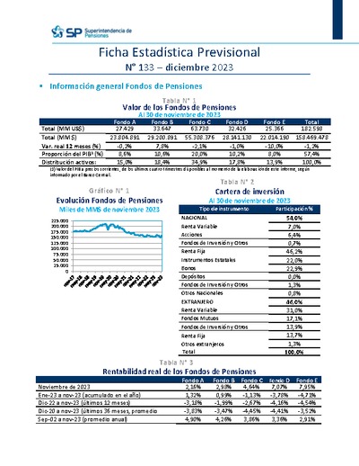 Ficha Estadística Previsional N° 133, diciembre 2023