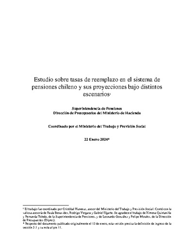 Estudio sobre tasas de reemplazo en el sistema de pensiones chileno y sus proyecciones bajo distintos escenarios