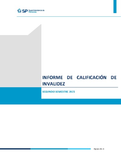 Informe de Calificación de Invalidez, segundo semestre 2023