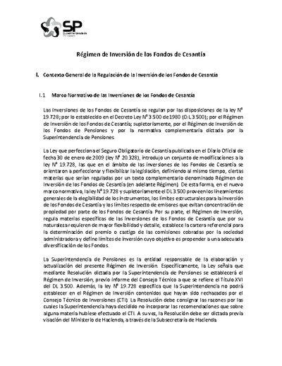 Régimen de inversión vigente a partir del 17 de julio de 2024