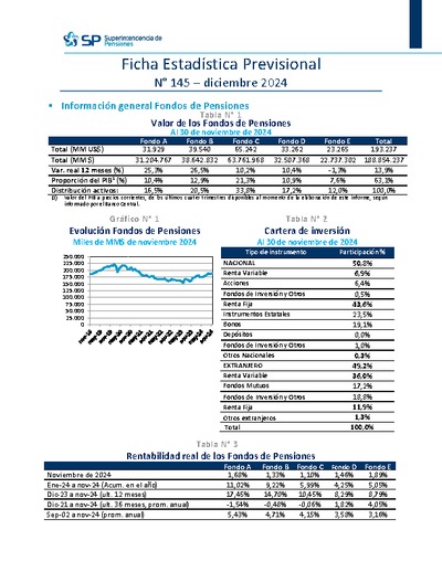 Ficha Estadística Previsional N° 145, diciembre 2024