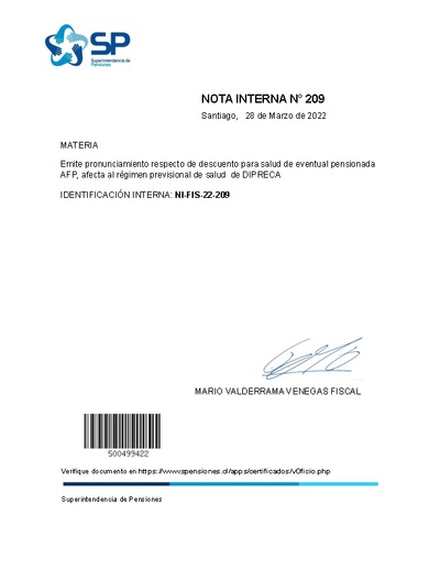 Nota Interna N° 209, del 28 de marzo de 2022