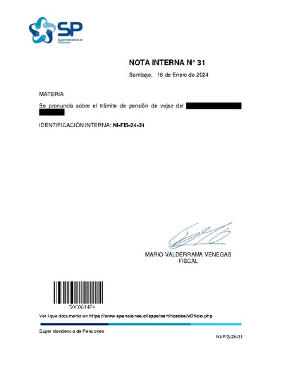 Nota Interna N° 31, del 16 de enero de 2024
