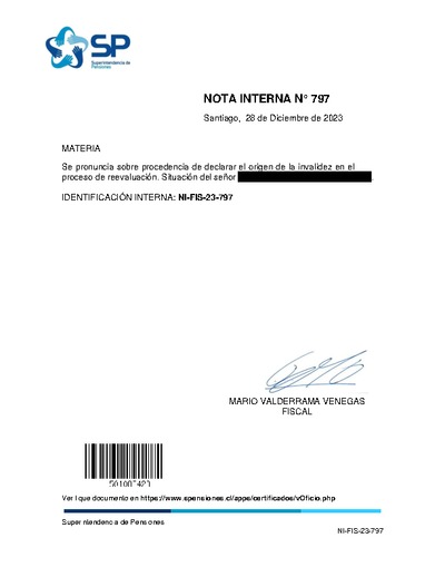 Nota Interna N° 797, del 28 de diciembre de 2023