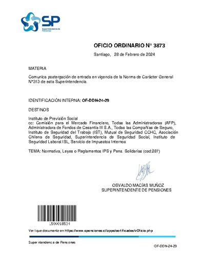 Oficio Ordinario Nº 3873, del 28 de febrero de 2024
