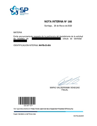 Nota Interna N° 205, del 28 de marzo de 2022