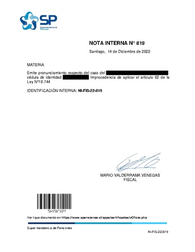 Nota Interna N° 819, del 14 de diciembre de 2022