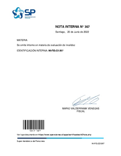Nota Interna N° 367, del 20 de junio de 2022