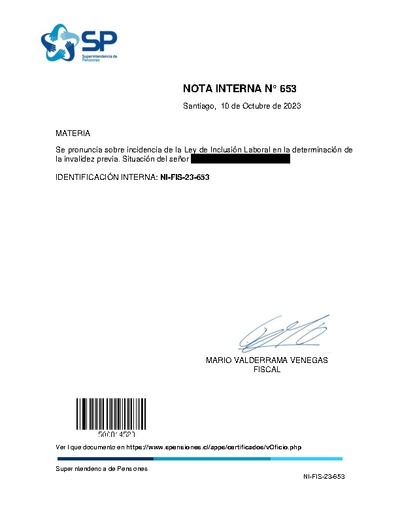 Nota Interna N° 653, del 10 de octubre de 2023