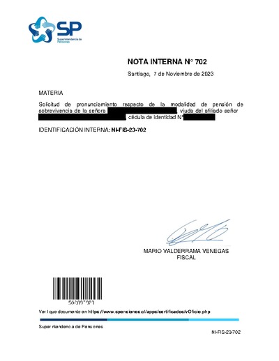 Nota Interna N° 702, del 7 de noviembre de 2023