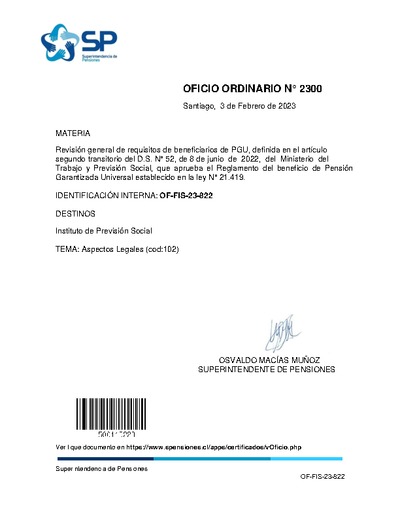 Oficio Ordinario Nº 2300, del 3 de febrero de 2023