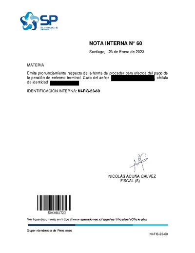 Nota Interna N° 60, del 23 de enero de 2023