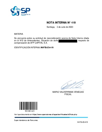 Nota Interna N° 419, del 3 de julio de 2023