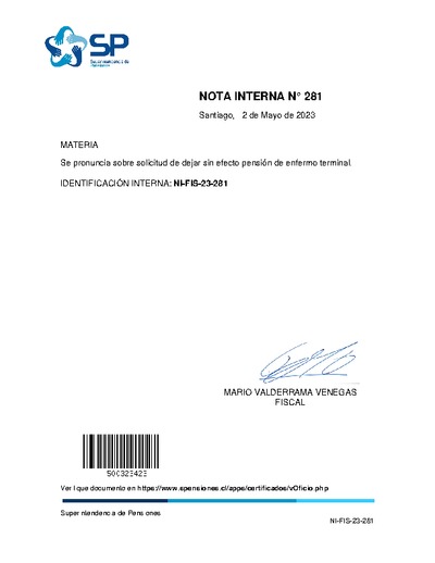 Nota Interna N° 281, del 2 de mayo de 2023