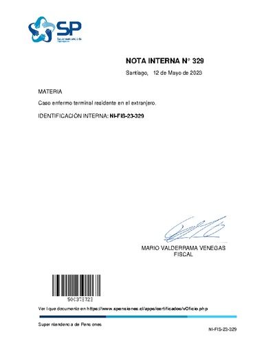 Nota Interna N° 329, del 12 de mayo de 2023