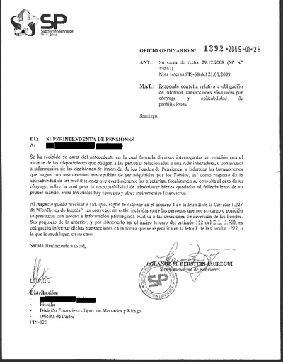 Oficio Ordinario N° 1392, del 26 de enero de 2009