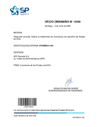 Oficio Ordinario N° 15350, del 2 de junio de 2021