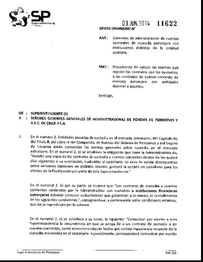 Oficio Ordinario N° 11622, del 3 de junio de 2014