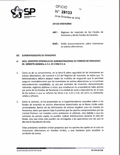 Oficio Ordinario Nº 28133, del 24 de diciembre de 2018