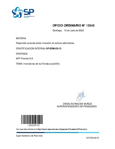 Oficio Ordinario Nº 13545, del 13 de julio de 2022
