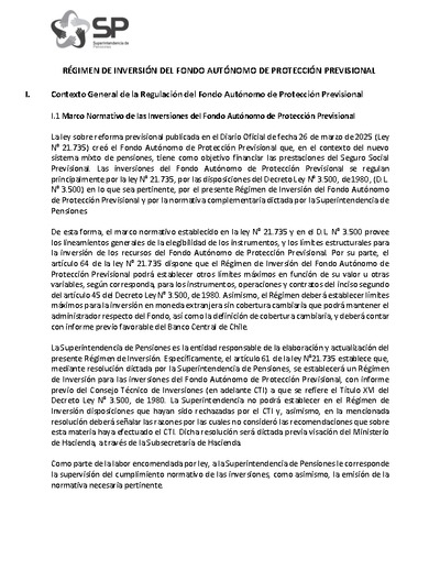 Régimen de Inversión del Fondo Autónomo de Protección Previsional vigente a partir del 6 de febrero de 2026