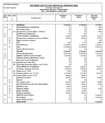 Informe Ejecución Presupuestaria a enero 2026