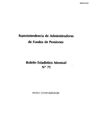Boletín N°71 / Julio 1987