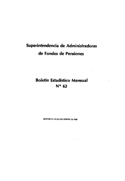 Boletín N°62 / Octubre 1986