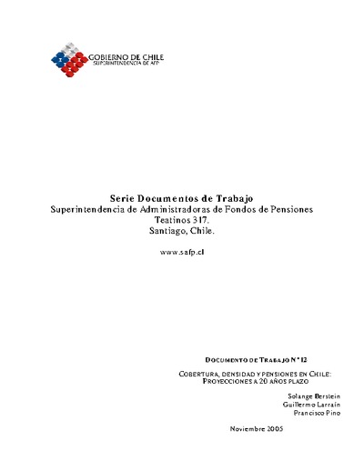 Cobertura, densidad y pensiones en Chile: Proyecciones a 20 años plazo