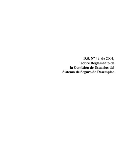 D.S. N° 49 de 2001, reglamento de la Comisión de Usuarios del Seguro de Cesantía