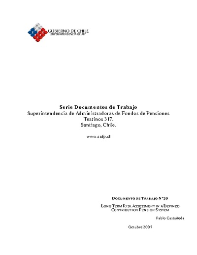 Documento de Trabajo Nº 20: Long Term Risk Assessment in a Defined Contribution Pension System