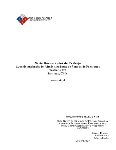 Documento de Trabajo Nº 21: Risk-Based Supervision of Pension Funds