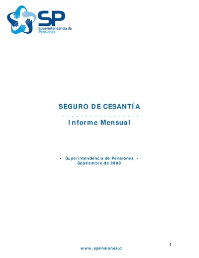 Informe mensual seguro de cesantía septiembre 2008