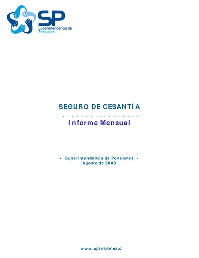 Informe mensual Seguro de Cesantía, agosto 2009