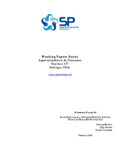 Documento de Trabajo Nº 36: In an Individually Funded Pension System: How Can Risks Be Mitigated?