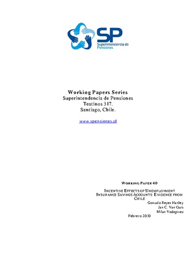 Documento de Trabajo Nº 40: Incentive Effects of Unemployment Insurance Savings Accounts: Evidence from Chile