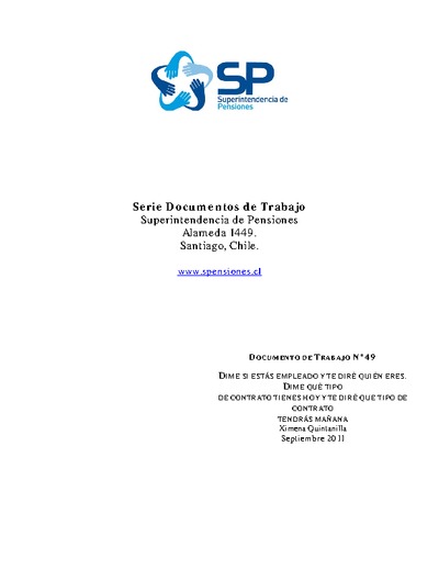 Documento de Trabajo Nº 49: Dime si estás empleado y te diré quién eres. Dime qué tipo de contrato tienes