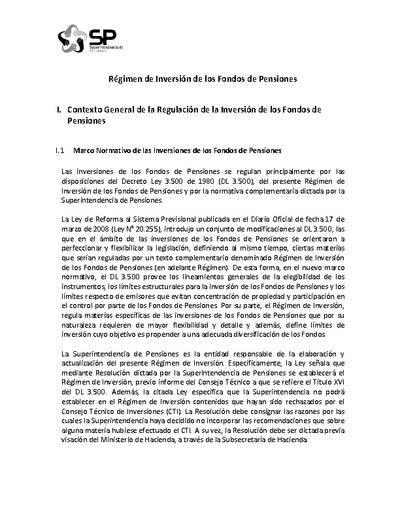 Régimen de Inversión de los Fondos de Pensiones vigente a partir del 1 de enero de 2013