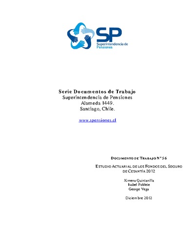 Documento de Trabajo Nº 56: Estudio actuarial de los fondos de Seguro de Cesantía 2012